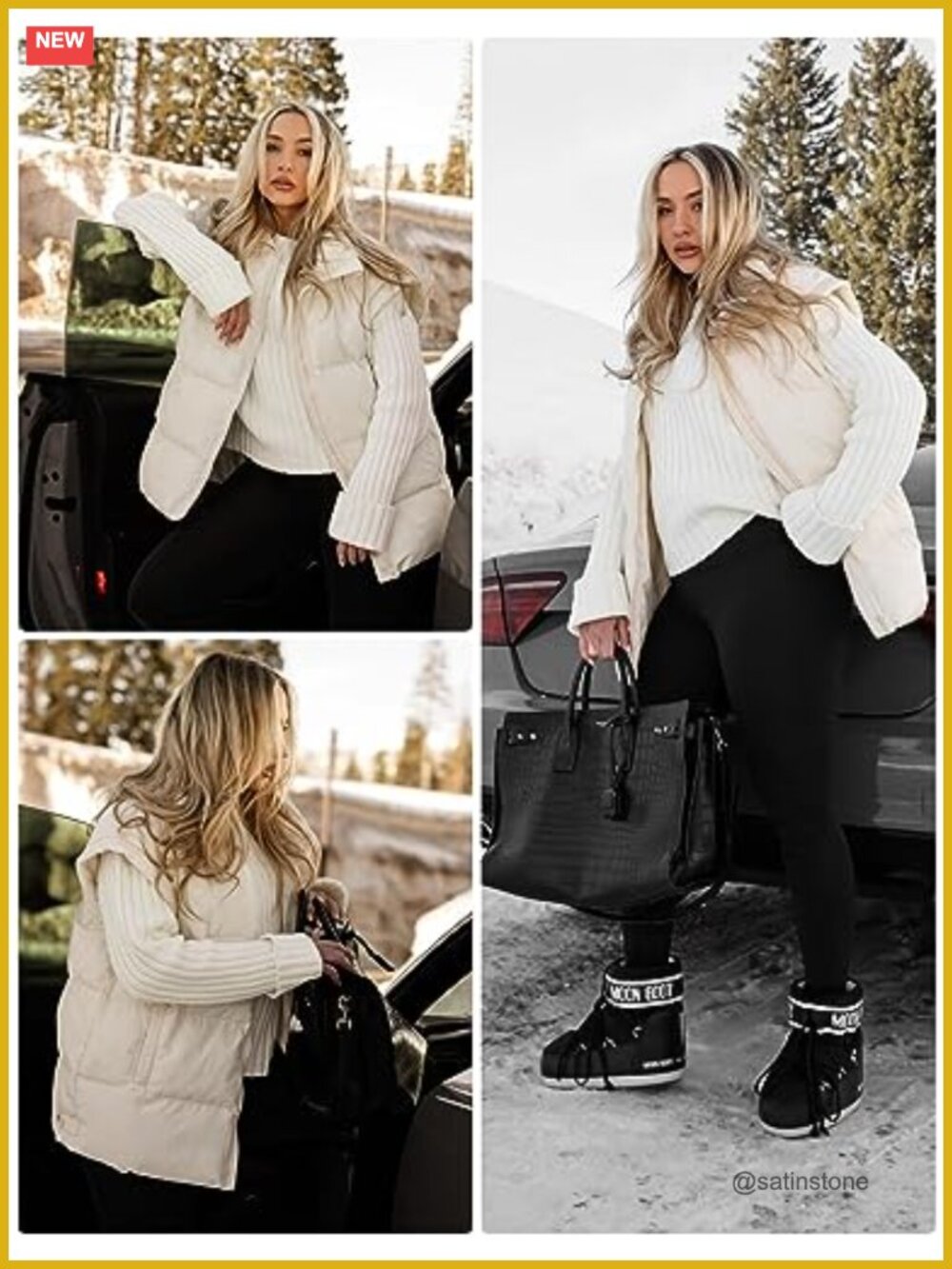 Women's Quilted Puffer Vest Stand Collar Sleeveless Zipper Winter Gilet Jacket - Picture 5 of 6